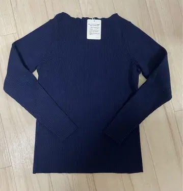 네이비 리브 긴팔 스웨터