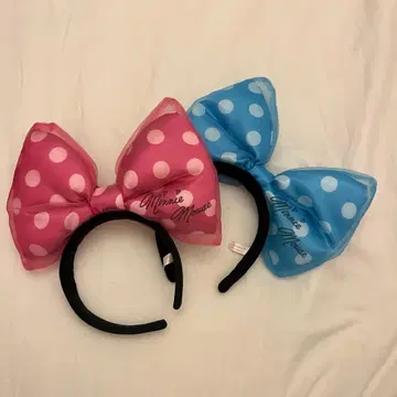 미니 리본 도트 머리띠 2개 세트