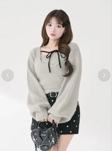 다리치 니트 아지메 레이어드 니트탑 GRY