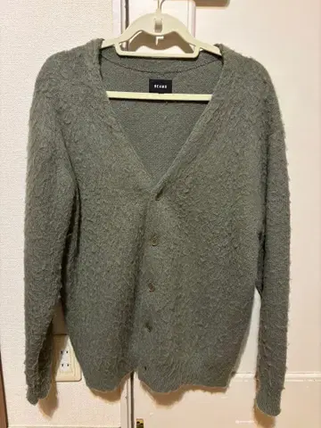 BEAMS 그린 모헤어 가디건 S