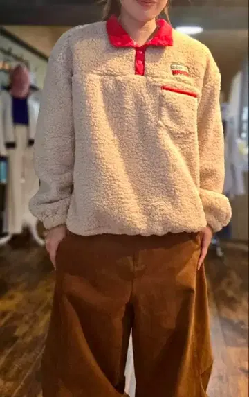 플리스 하프 지퍼