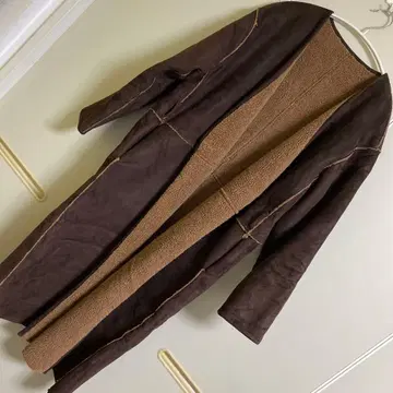 niko and - 브라운 무스탕 코트 롱 기장 [ 하자 있음 ]