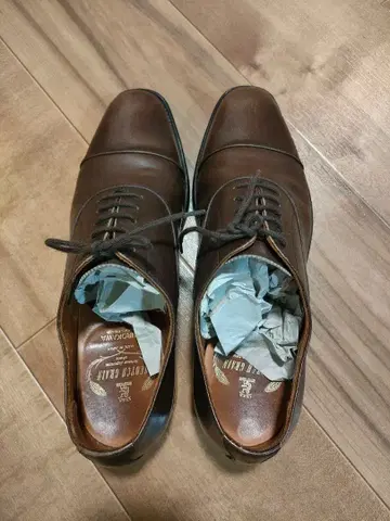 브라운 가죽 비즈니스 슈즈 24.5 EEE