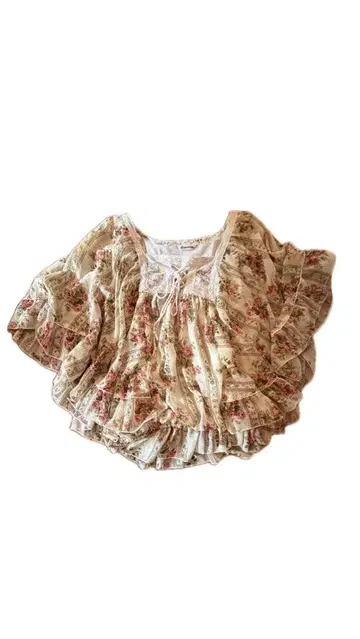 모리걸 페어리 그런지 꽃무늬 레이스 판초