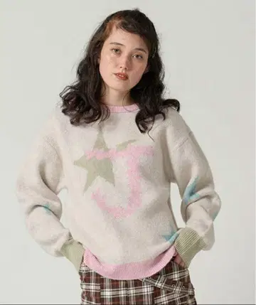 자카드 로고 니트 풀오버 TINA: JOJUN 핑크