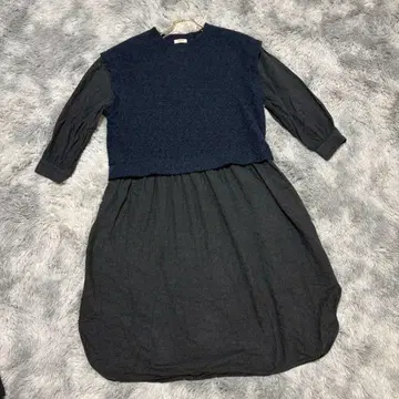 [스튜디오 클립] (F) 레이어드 스타일 원피스 니트 외 소재 절개