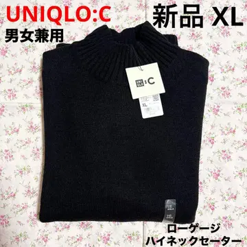 새상품 유니클로 C 로우 게이지 하이넥 스웨터 블랙 XL