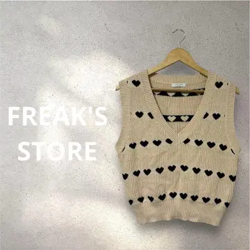 FREAK'S STORE 성숙 큐트! 하트 무늬 V넥 니트 베스트 F