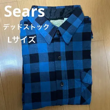 Sears 블록 체크 긴팔 프린트 플란넬 셔츠 데드스탁 L 사이즈