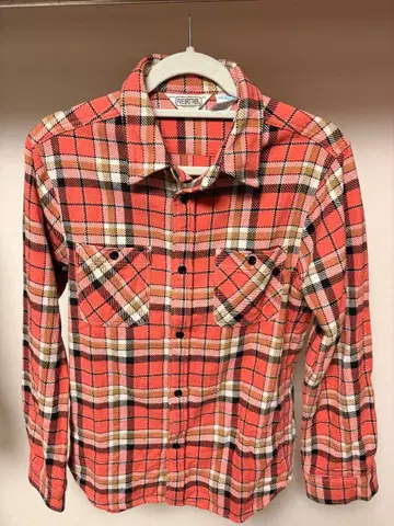 파이브 브라더 오렌지 계열 체크 플란넬 셔츠 M