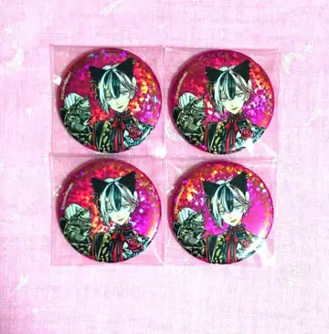 악마 집사와 검은 고양이 아쿠네코 난자타운 홀로그램 캔뱃지 벨리안 세트