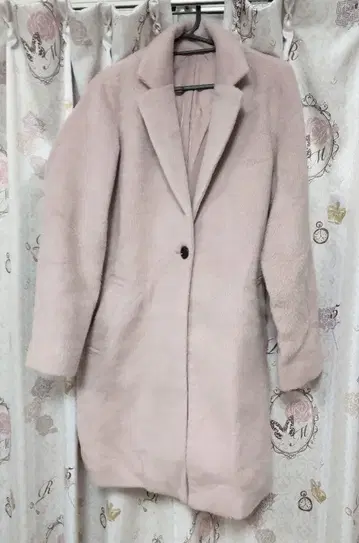 핑크 롱 코트 M