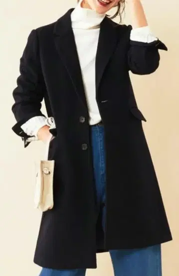 [ 유나이티드 애로우즈 ] 메리노울 체스터 코트 블랙 S