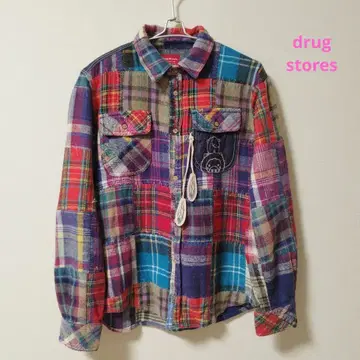 드럭 스토어즈 코튼 플란넬 패치워크 셔츠 상의