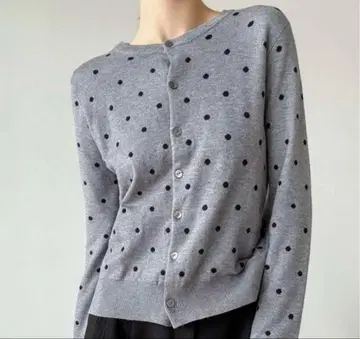 도트 그레이 가디건