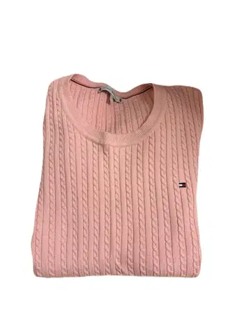 타미힐피거 케이블 니트 스웨터 핑크