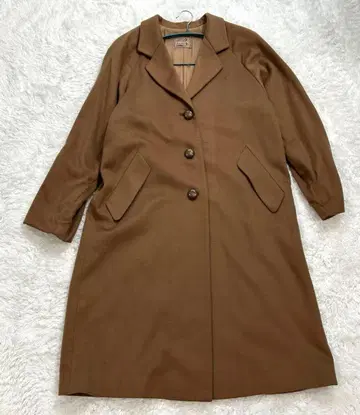 컨디션 최상 캐시미어 100% 체스터 롱 코트 플레어 빈티지 브라운