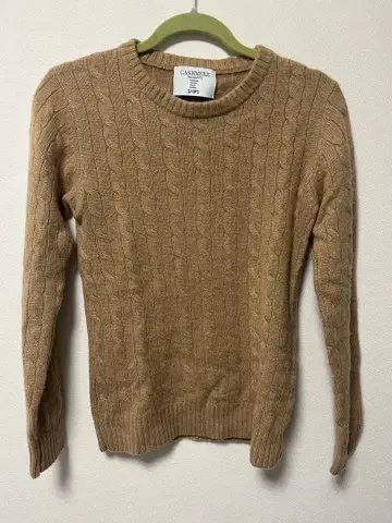 쉽스 캐시미어 100% 니트 스웨터 케이블 짜임 베이지