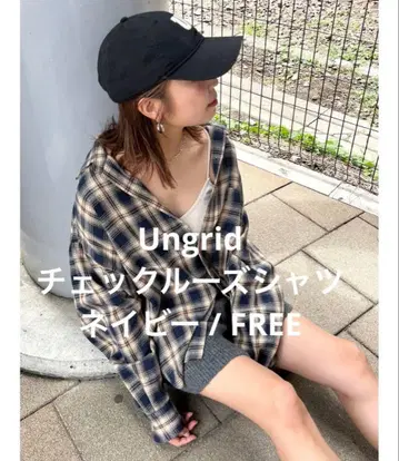 Ungrid 체크 루즈 셔츠 네이비 / FREE