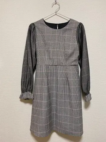 마제스틱 레곤 체크 무늬 긴팔 원피스 M