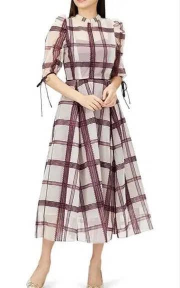 스나이델 빨간색 체크 튤 원피스 결혼식