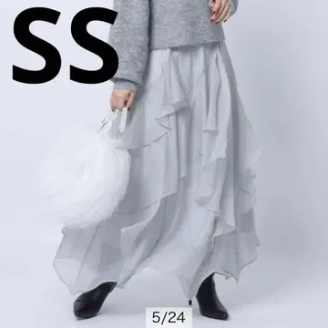 아푸와이저 리셰 에어리 아지메 프릴 스커트 블루 그레이 SS