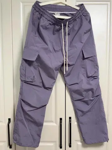 퍼플 카고 팬츠 허리밴딩