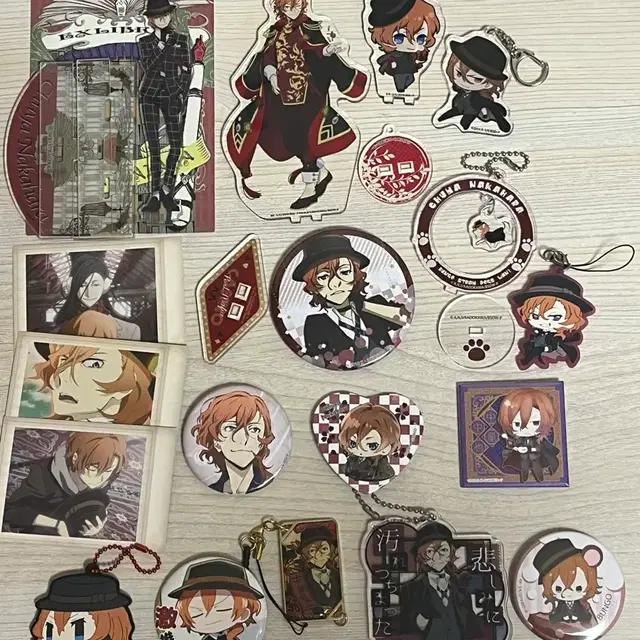 문스독 나카하라 츄야 일괄 아크릴 스탠드 캔뱃지 키링 메탈 파샤