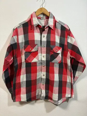 90s 파이브 브라더스 헤비 플란넬 셔츠 좋은 배색 블록 체크