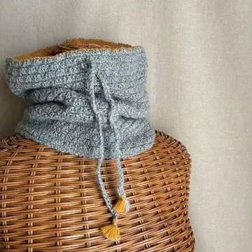 제3세계샵 알파카 100% 넥워머 니트 모자 그레이 x 오렌지