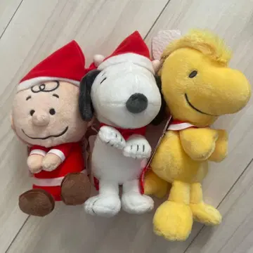 스누피 산타 모자 봉제 인형 세트 3체 세트