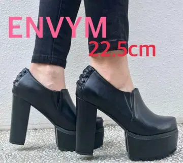 ENVYM 레이스업 통굽 로퍼 부츠 블랙 22.5cm