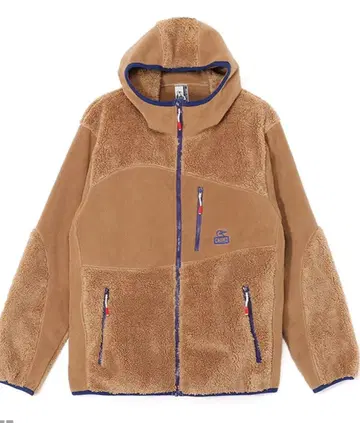 브라운 플리스 자켓 후드 부착