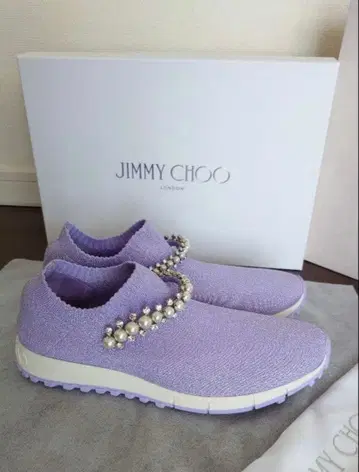 가격 인하 새상품급 JIMMY CHOO 비쥬가 멋진 라메 니트 스니커즈