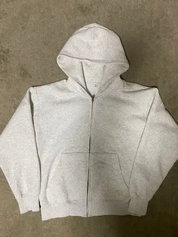 GU 화이트 그레이 풀 집업 후드티 S 사이즈