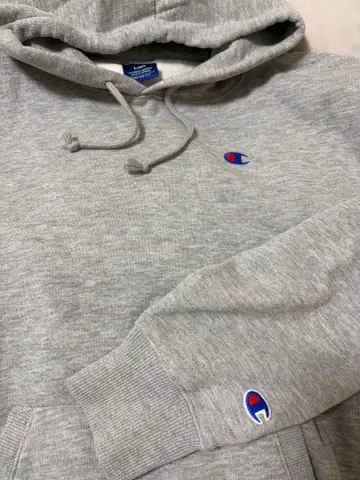 Champion 그레이 후드 부착 후드티 L 사이즈
