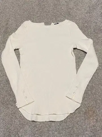 SHIPS 아이보리 리브 긴팔 티셔츠