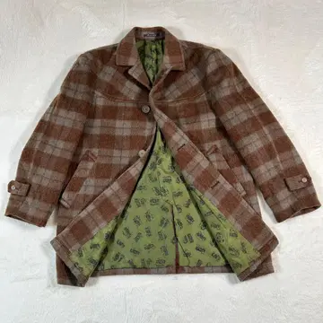 빈티지 순모 코트 브라운 x 색스 안감 카드놀이 통산성 표기 택