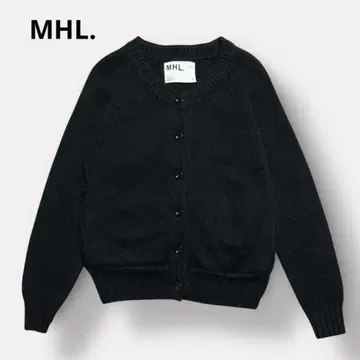 MHL. 울 100% 니트 가디건 크루넥 블랙