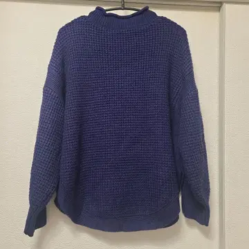 INTER PLANET 네이비 와플 편직 니트 스웨터