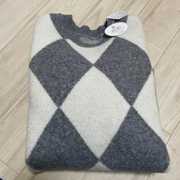 아가일 무늬 울 혼방 스웨터