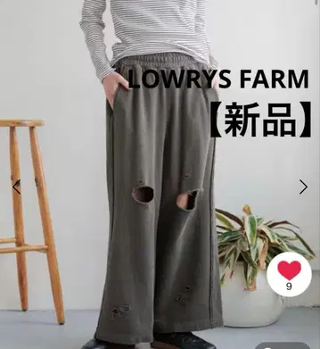 [ 새상품 완판템 ] 로리즈팜 리메이크 맨투맨 와이드 팬츠 차콜