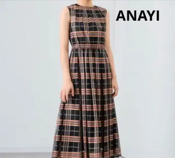 [새상품급] 아나이 시어 체크 슬리브리스 롱 원피스 2023AW
