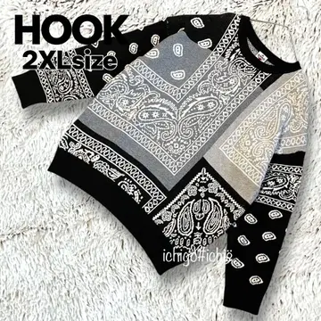 HOOK 페이즐리 무늬 인터샤 니트 2XL 라운드넥 1034S