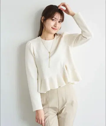 COCODEAL 아지메 페플럼 블라우스 아이보리