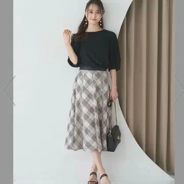 [ 새상품급 ] anysis 워셔블 투톤 시어 체크 스커트