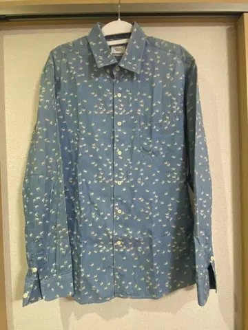 MYE-DO 작은 새 패턴 코튼 긴팔 셔츠