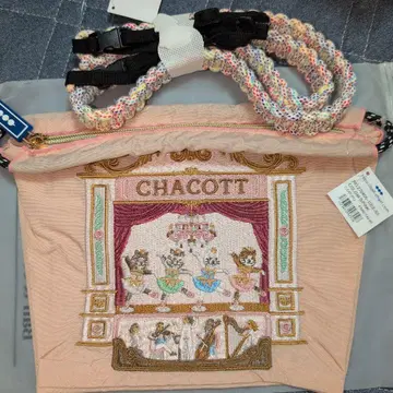 CHACOTT 자수 파우치 핑크 스트랩 세트