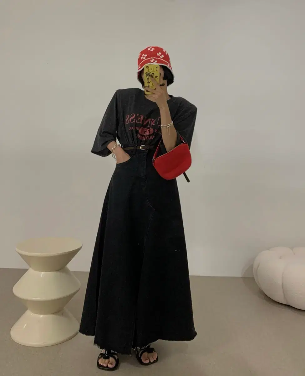 (New Product) Feather Classic Denim Skirt S Black Denim Antique Jay