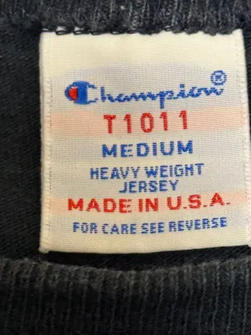 USA 제조 챔피온 무지 긴팔 티셔츠 소매 로고 M 빈티지